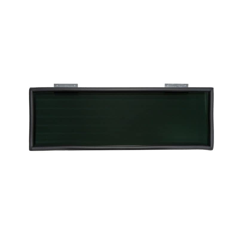 Hinged tinted glass window with black frame, ideal for modern doors and windows.