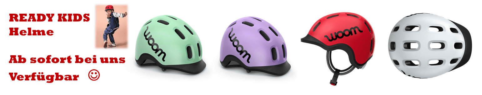Redy Kids Helme Woom Werbung Kinder Fahrradhelme in verschiedenen Farben für sicheren Schutz.