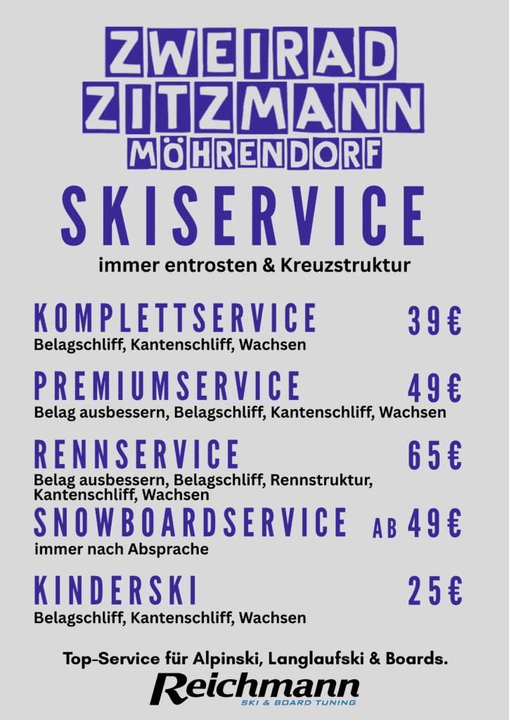 Zweirad Zitzmann Skiservice in Möhrendorf mit verschiedenen Ski-Services.
