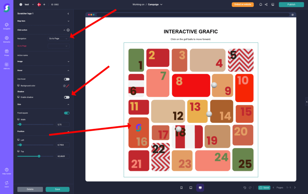 Schafgitter mit interaktivem Spiel, das bunte nummerierte Felder und bewegliche Kugeln zeigt, erstellt für kreative Marketinglösungen auf Marketing Chäschtli.