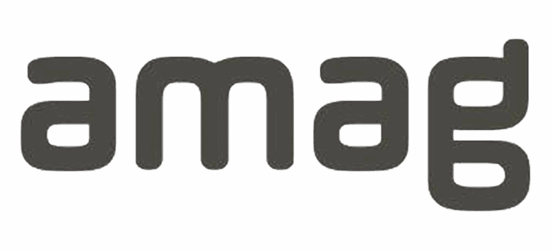 Amag Logo in dunkelgrauen, abgerundeten Kleinbuchstaben auf transparentem Hintergrund – Branding für Gamification-Software, Gewinnspiele und Wettbewerbe.