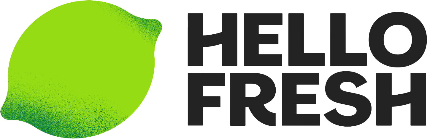 Logo von HelloFresh mit einer leuchtend grünen Limette links und dem Schriftzug „HELLO FRESH“ in fettgedruckten schwarzen Großbuchstaben rechts – ideal für Gamification-Software, Gewinnspiele und Wettbewerbe.