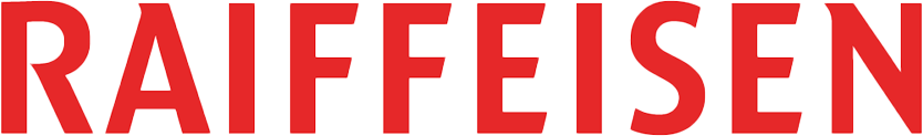Logo von RAIFFEISEN in roten Großbuchstaben auf weißem Hintergrund, Symbol für Vertrauen und Zuverlässigkeit bei Gamification-Software, Gewinnspielen und Wettbewerben.