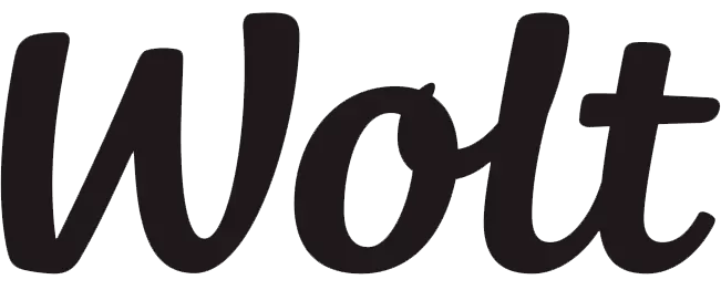 „Logo von Wolt in schwarzer, kursiver Schrift auf weißem Hintergrund – Beispiel für Branding bei Gamification-Software, Gewinnspielen und Wettbewerben.“.