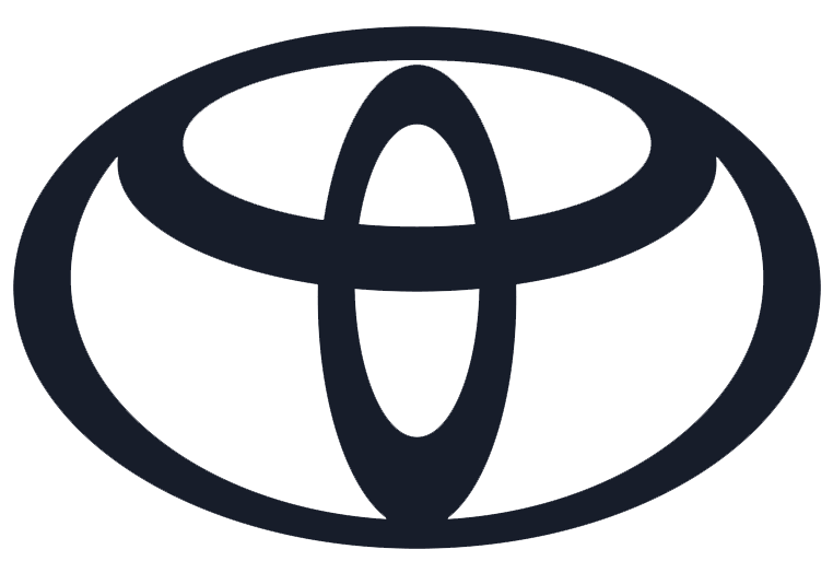 Schwarz-weißes Toyota Logo mit drei sich überschneidenden Ovalen; Symbolbild für Marken-Gewinnspiele, Wettbewerbe und Gamification-Software.