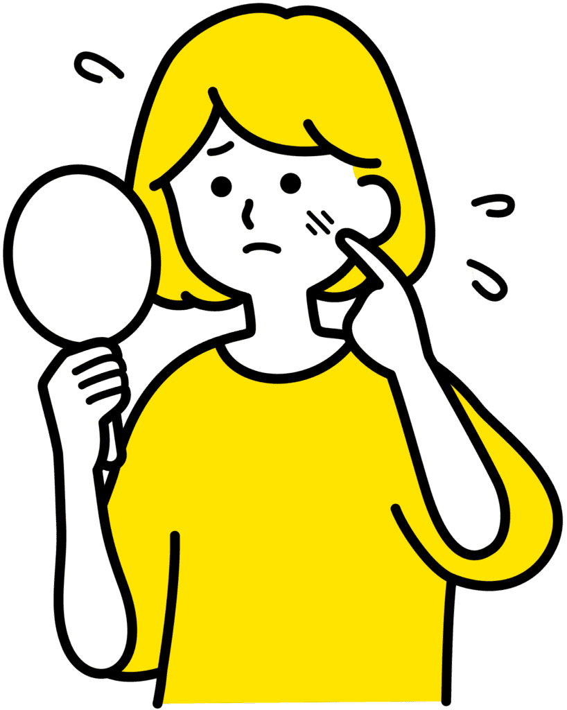 肌や髪の変化に悩む40代女性のイラスト