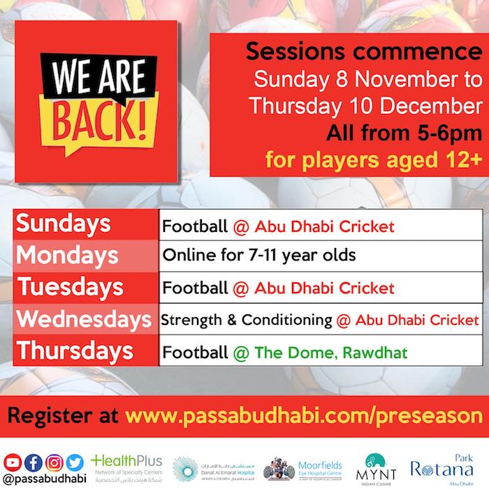 Return to football flyer Nov 2020 copy PASS Abu Dhabi