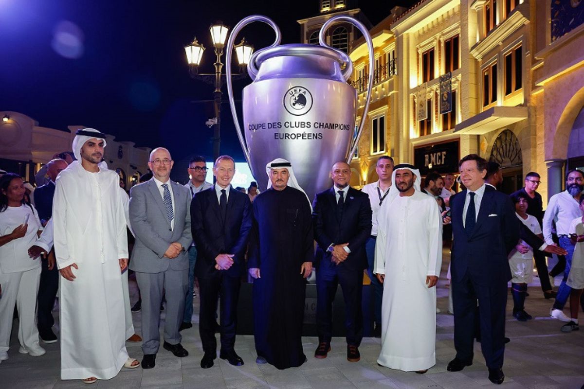 Real Madrid World Park inauguration ceremony with Roberto Carlos and Emilio Butragueño