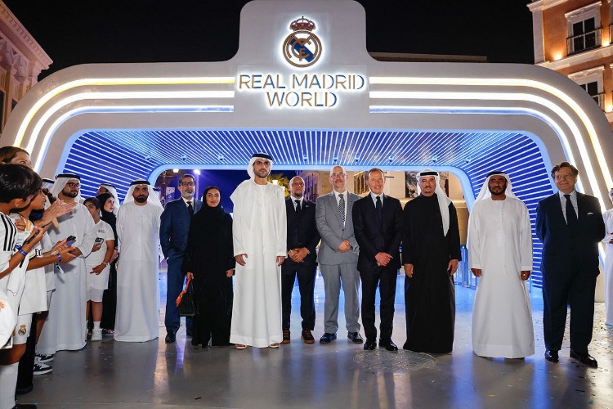 Real Madrid World Park inauguration ceremony with Roberto Carlos and Emilio Butragueño