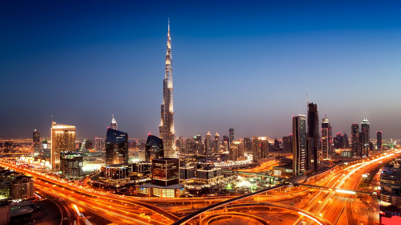 dubai skyline nighttime