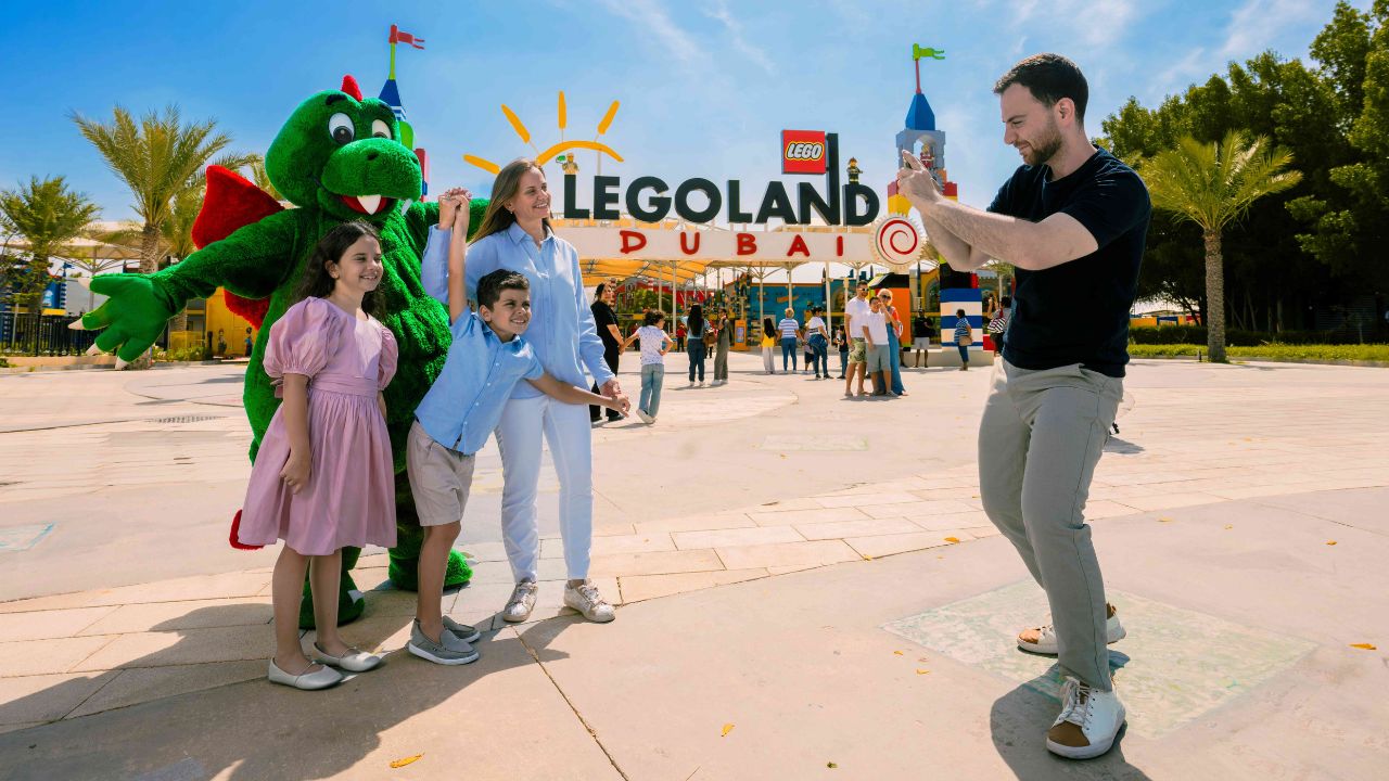 Family fun at LEGOLAND Dubai entrance.