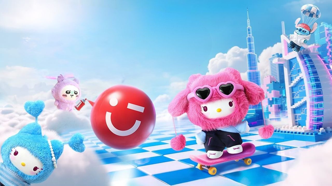Cute MINISO Fluffy Carnival characters at Dubai Festival City Mall pop-up event.