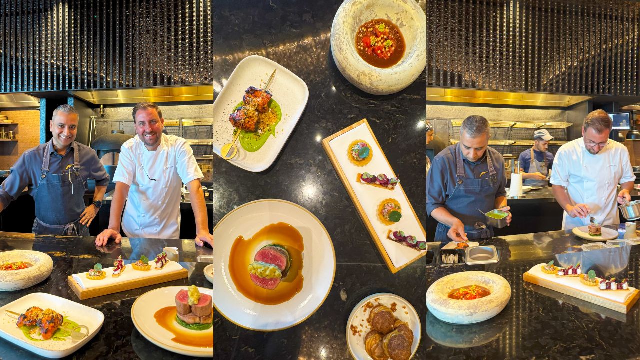 Chefs preparing gourmet dishes in Revolver Dubai kitchen.