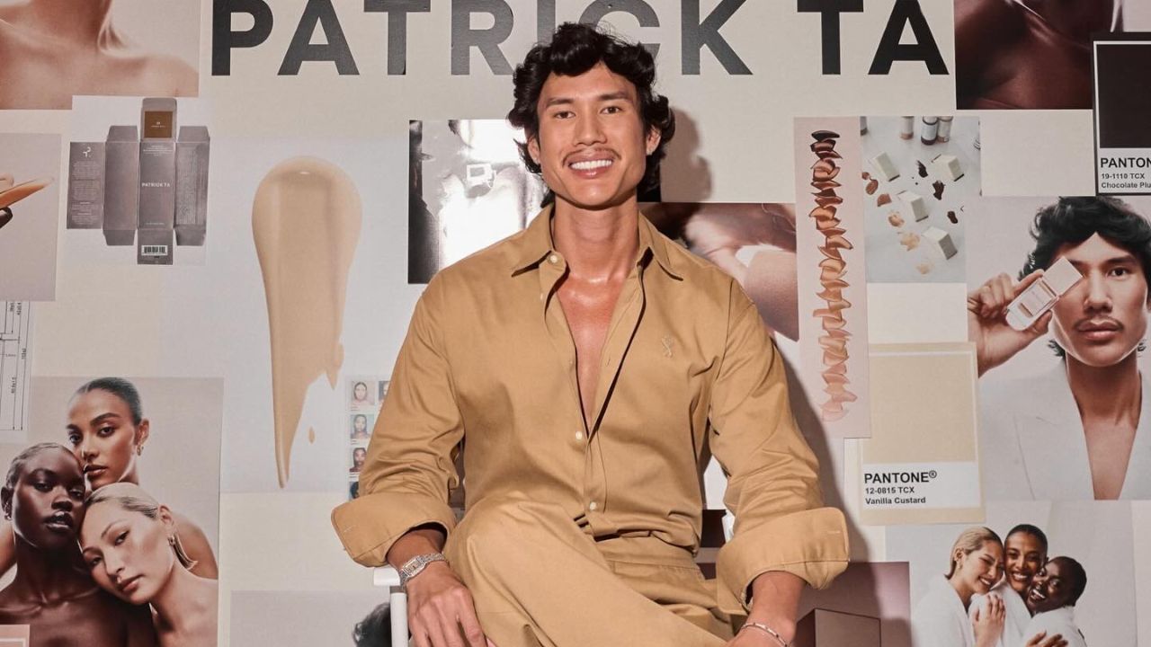 Patrick Ta teaching makeup techniques at a masterclass event in Dubai.