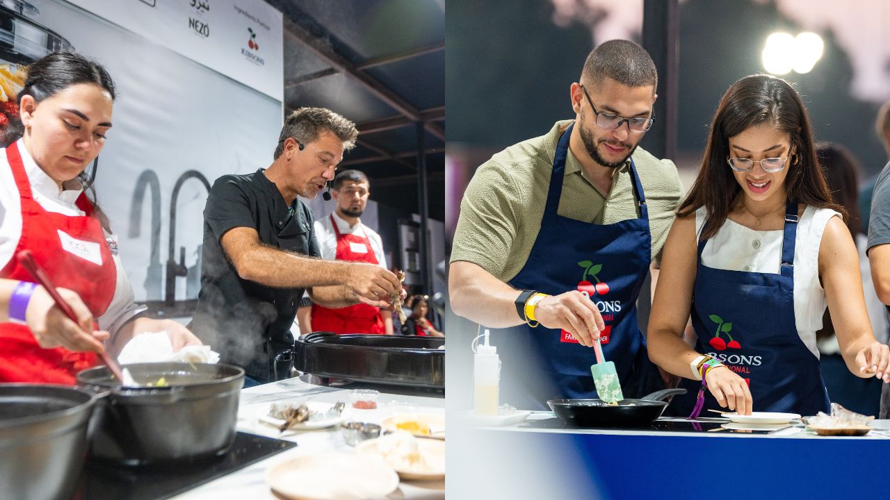 Chefs and participants cooking at Taste of Dubai 2026 event.
