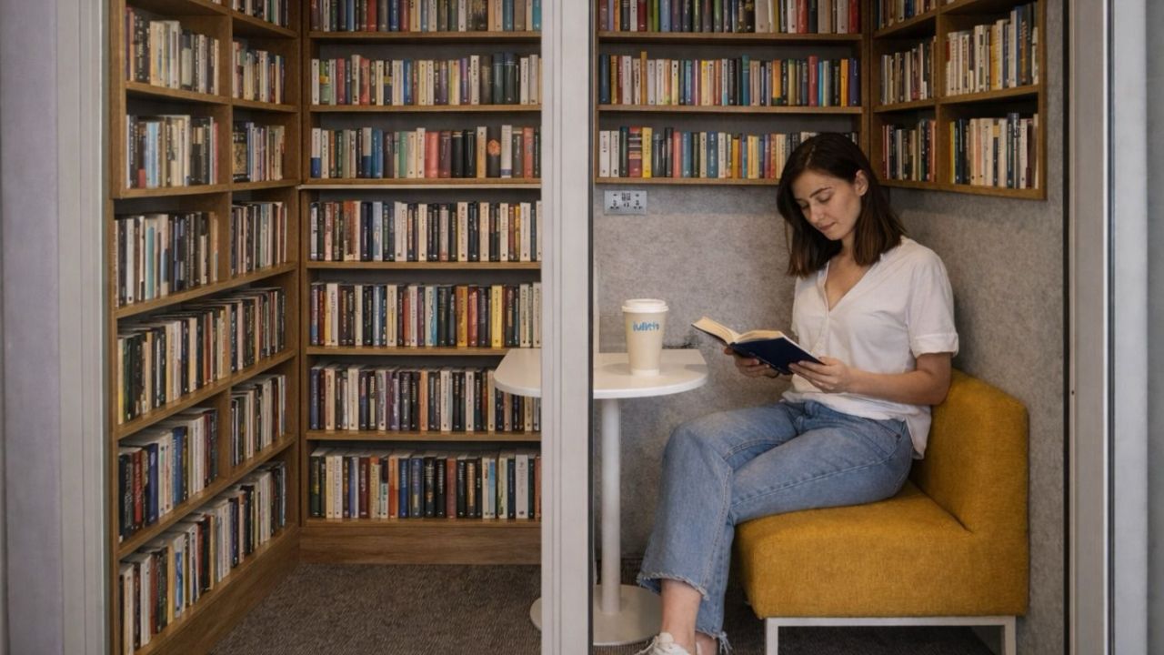 girl inide the smallest library