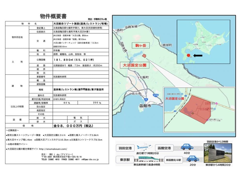 北海道・大沼、リゾート施設図面
