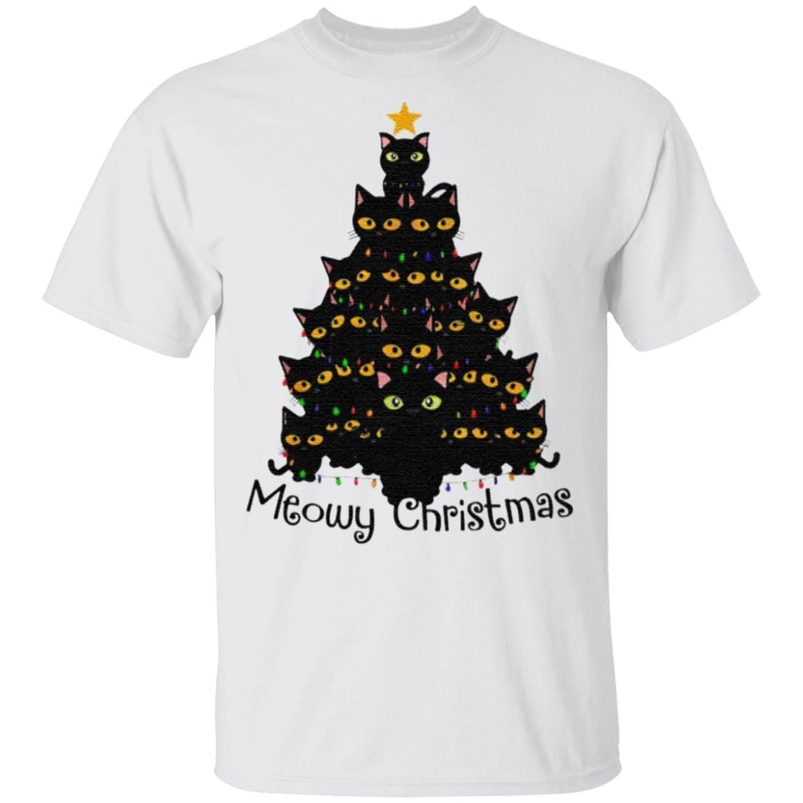 Black Cats Meowy Christmas Tree T Shirt