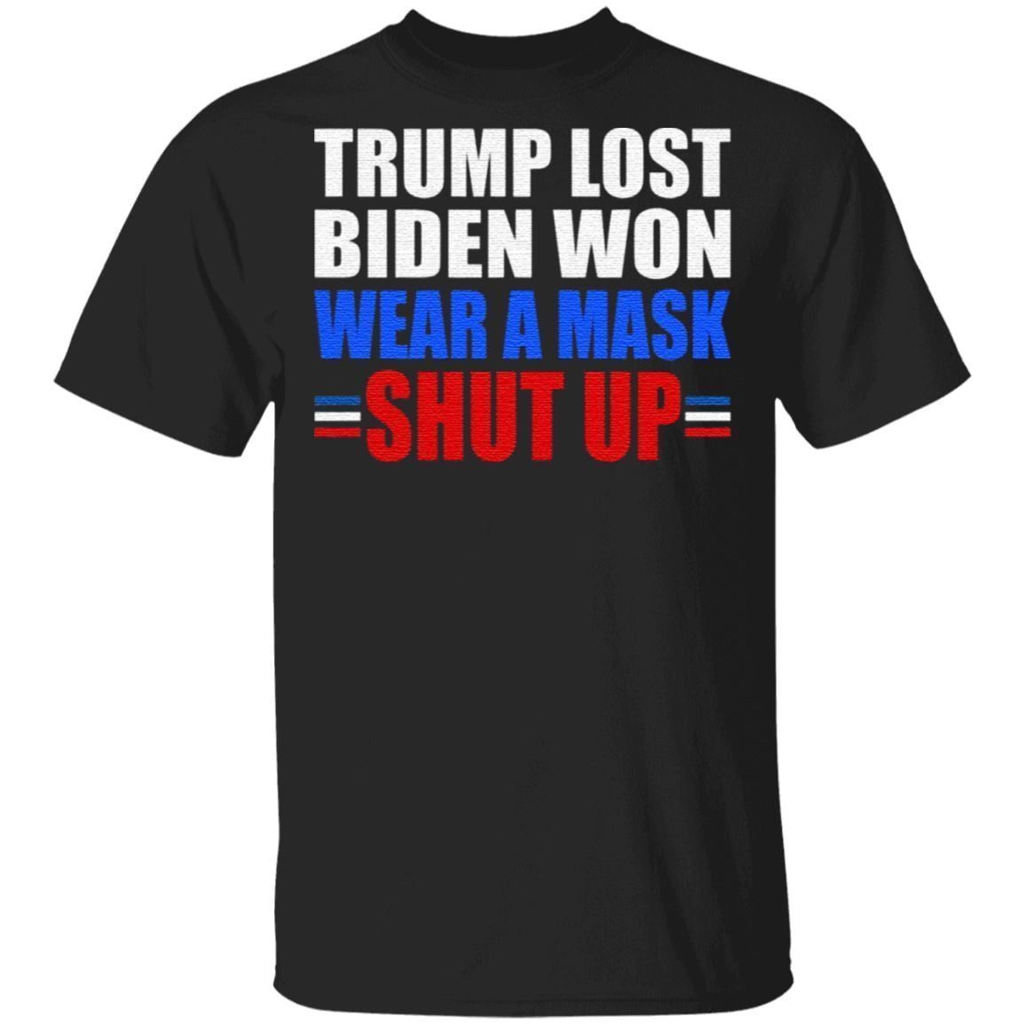 Trump Lost Biden Won Wear a Mask Shut Up T-Shirt