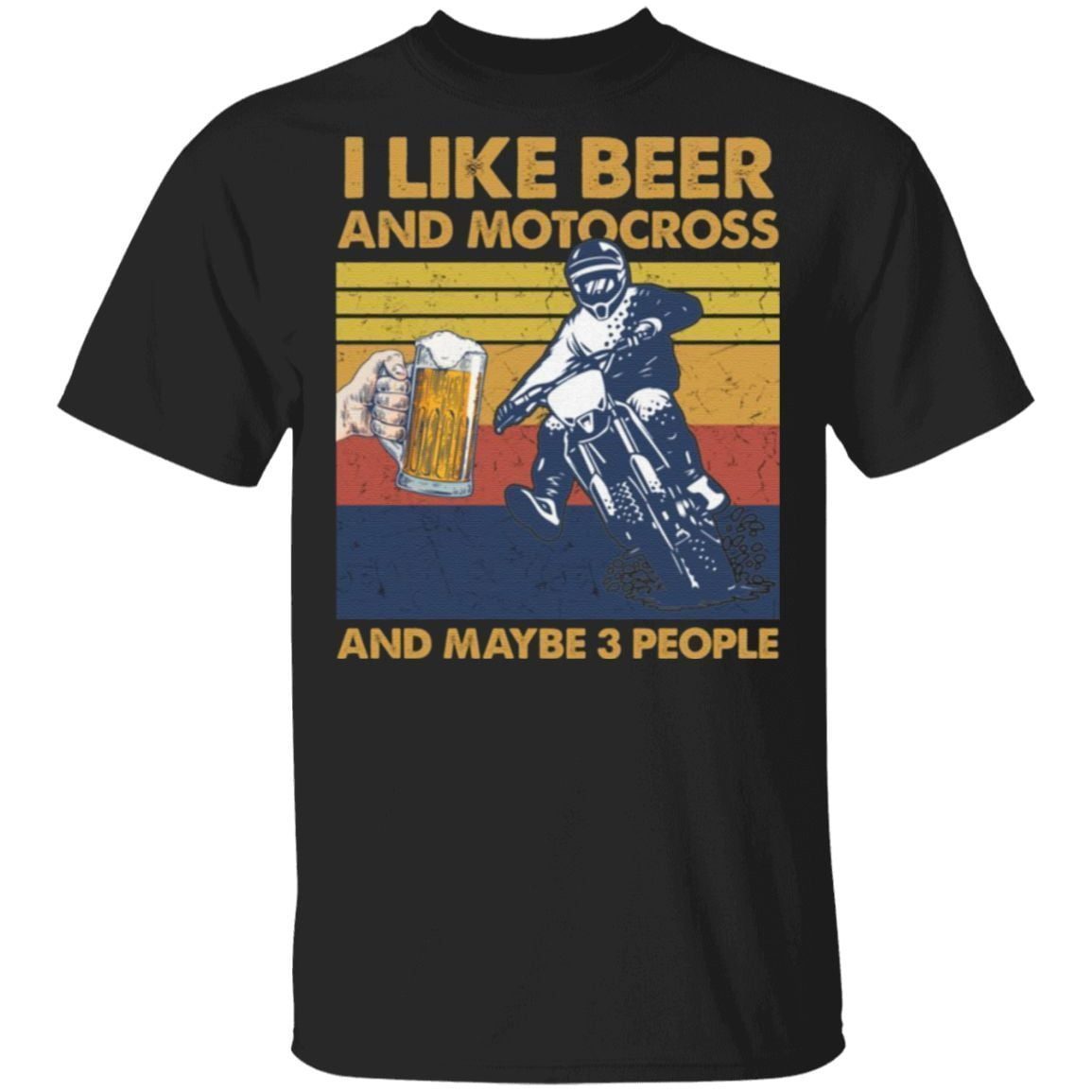 I Like Beer And Motocross And Maybe 3 People Vintage Retro T-Shirt
