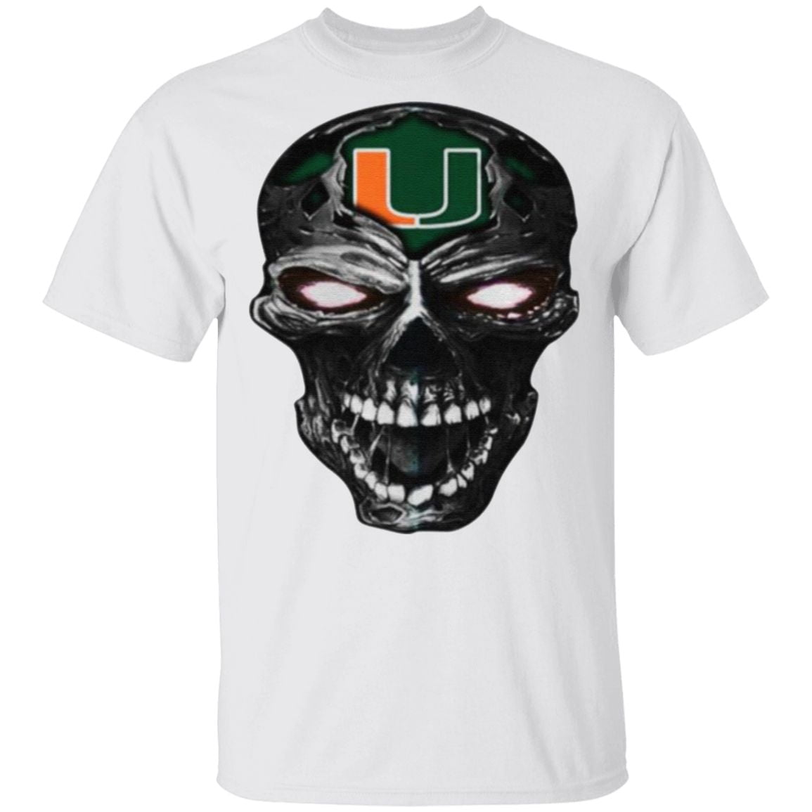 Skull Miami Hurricanes Football T Shirt