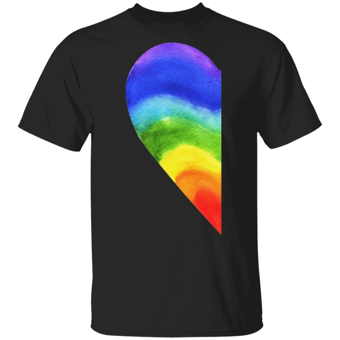 Rainbow Heart LGBT Pride Print on Back Funny T-Shirt