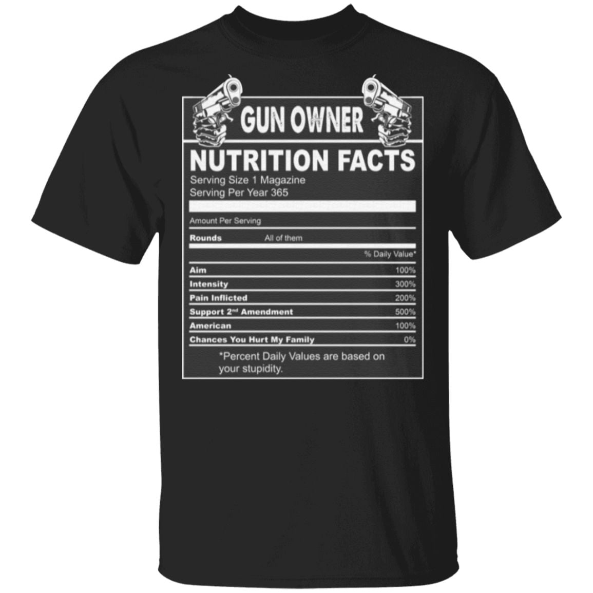Gun Owner Nutrition Fact T-Shirt