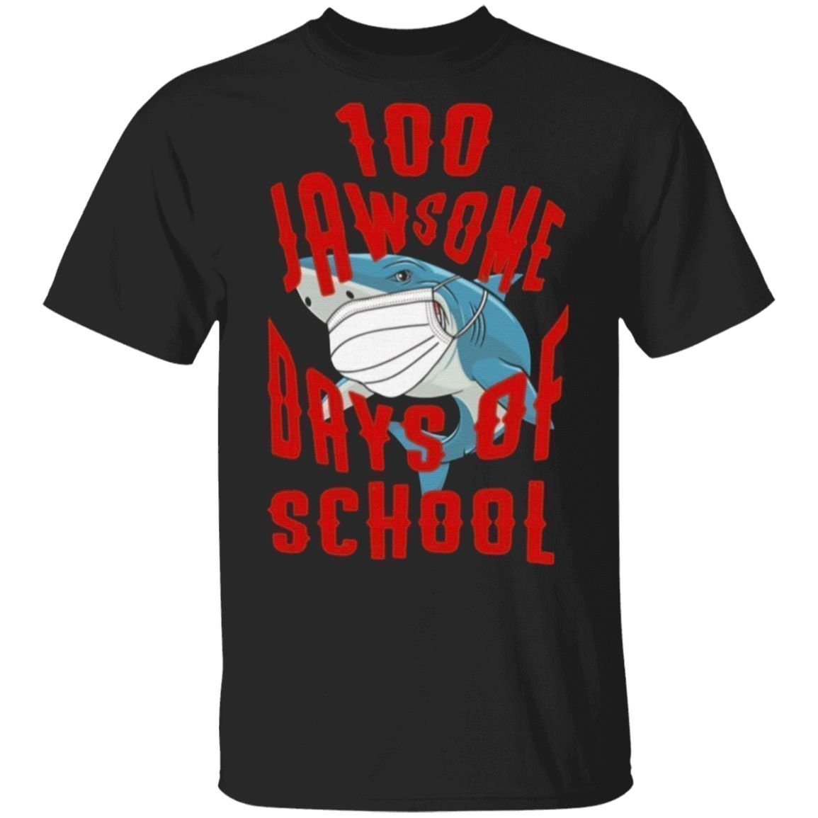 Shark Wearing Mask 100 Jawsome Days of School Youth T Shirt