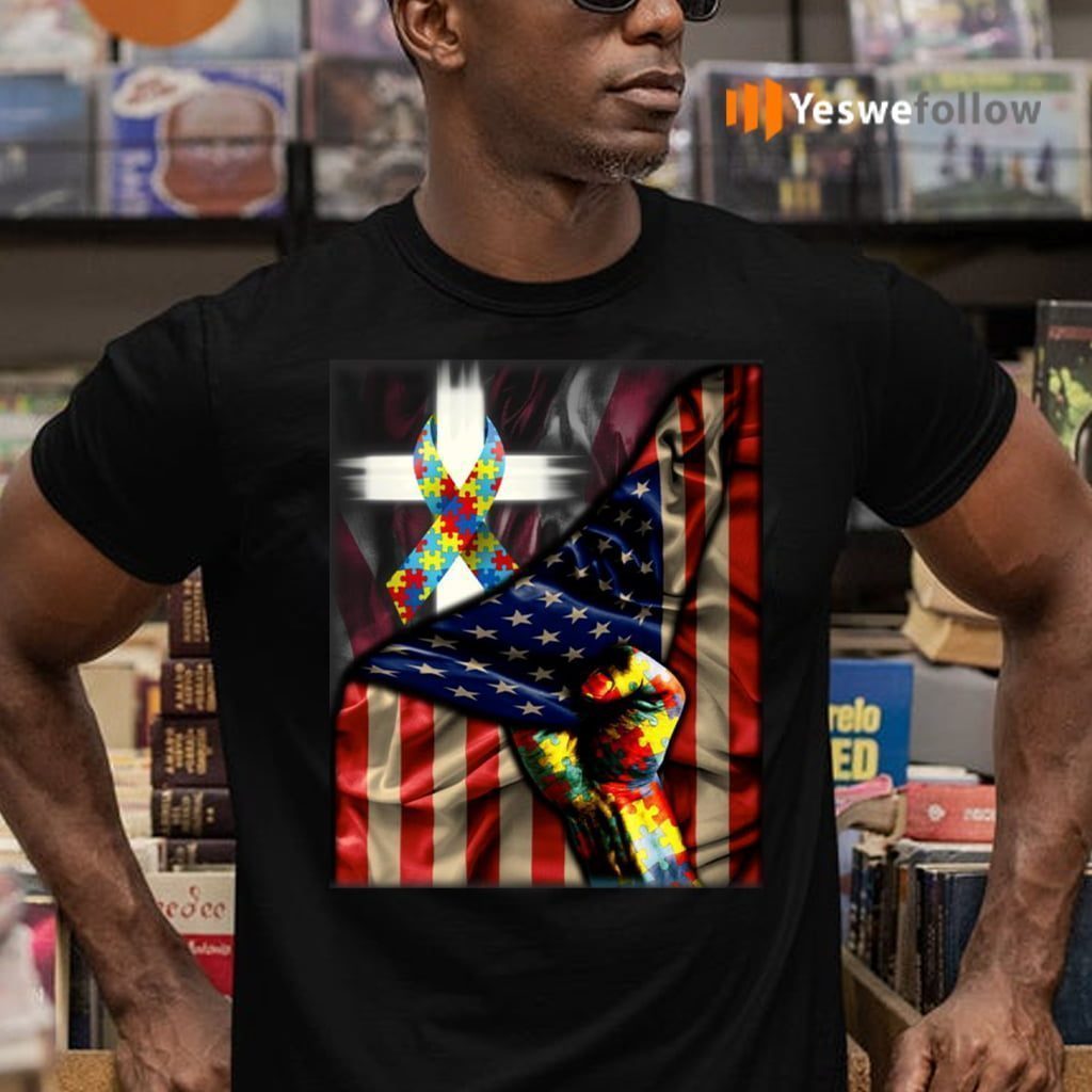 Distressed American Flag Autism Awareness T-Shirts