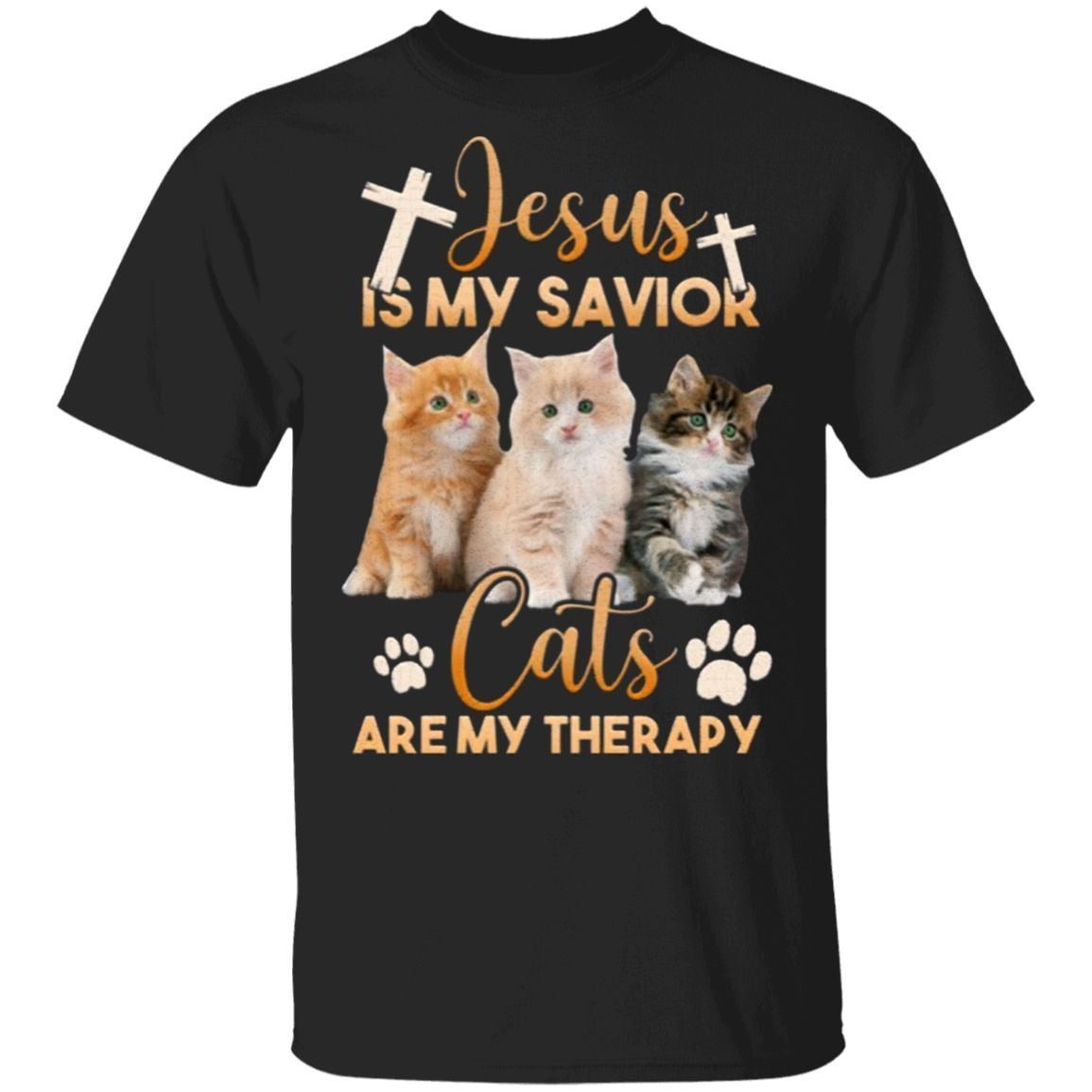 Jesus Is My Savior Cats Are My Therapy T-Shirt