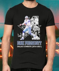 Dak Prescott Dallas Cowboys 2016 2021 signature tshirts