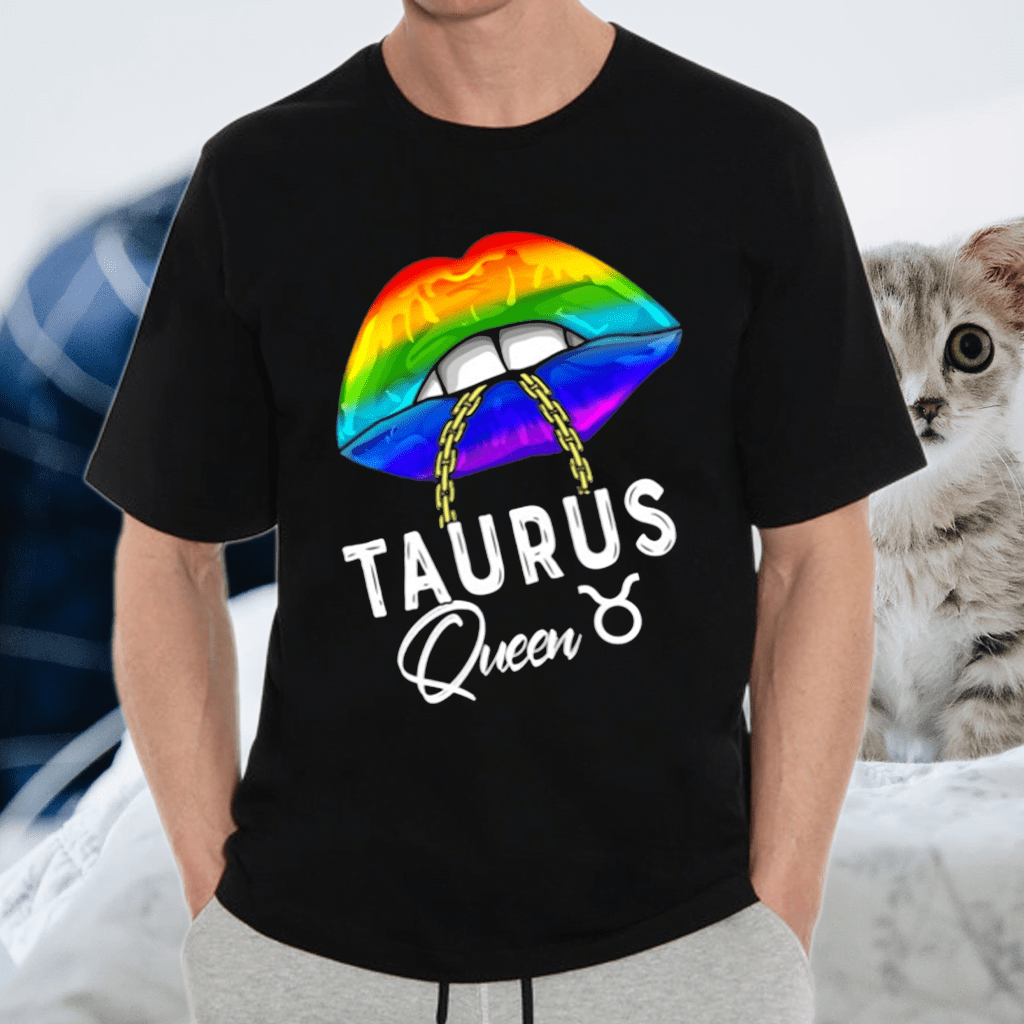Lgbtq Taurus Queen Lips Zodiac Rainbow Gay Pride Flag Shirt