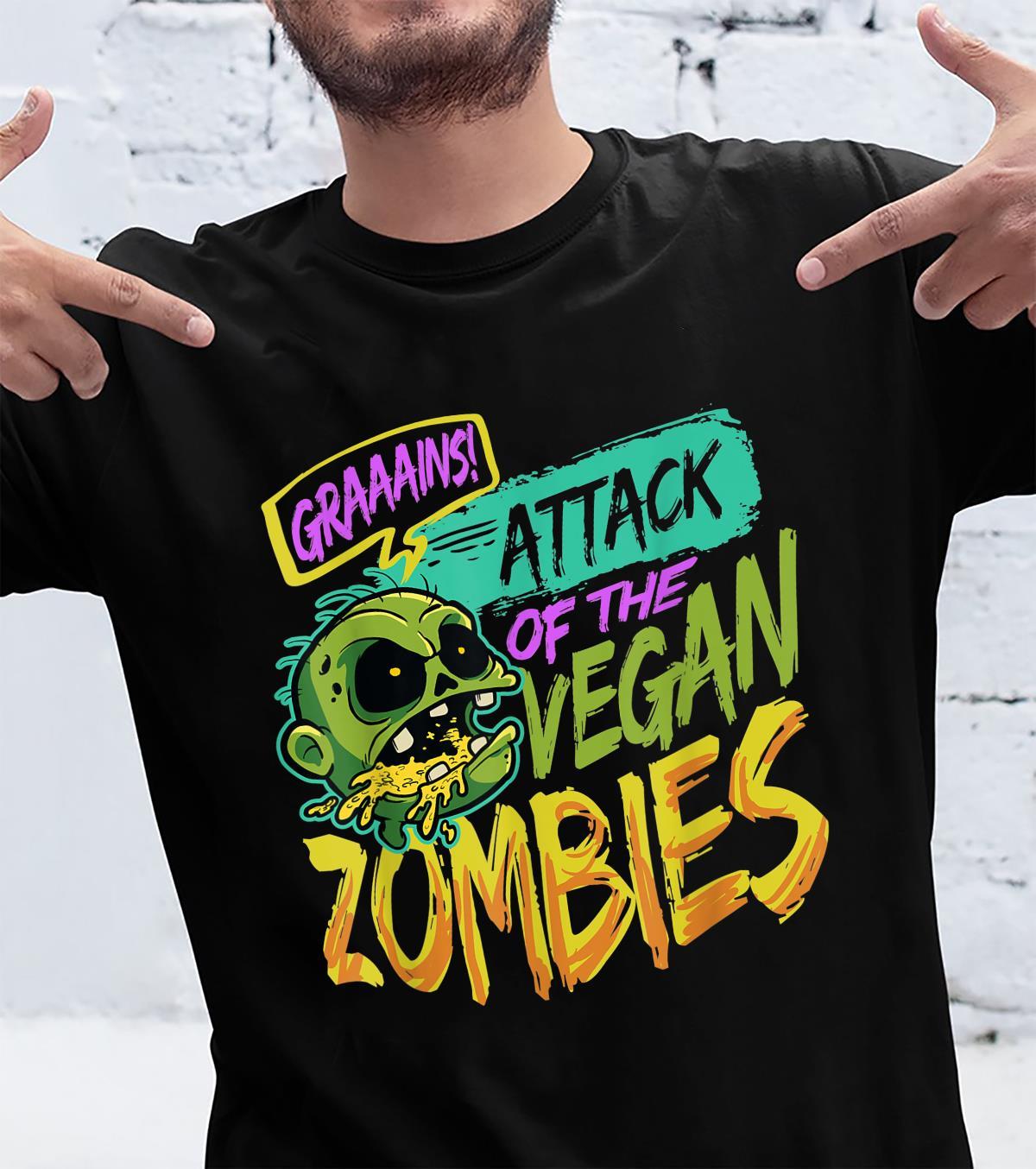 Attack Of The Vegan Zombies Vegetarian Halloween Shirt