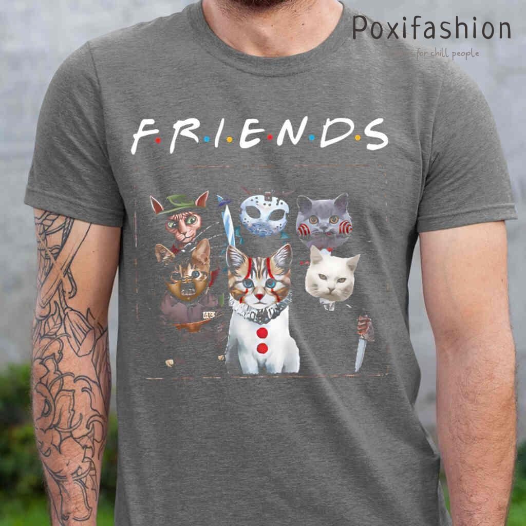 Cat Friends Creepy Halloween Tshirts Black