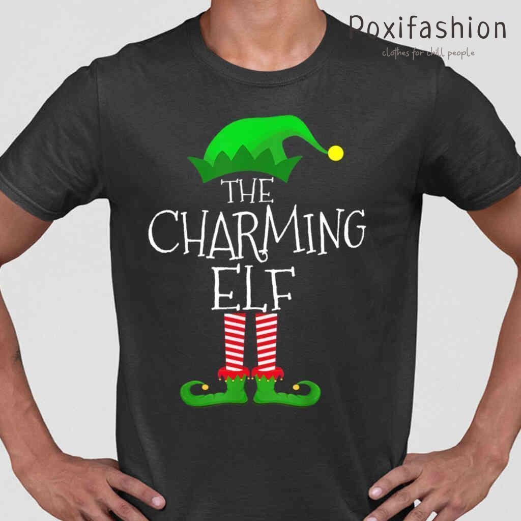 Charming Elf Matching Family Group Christmas Party Pajama Tshirts Black