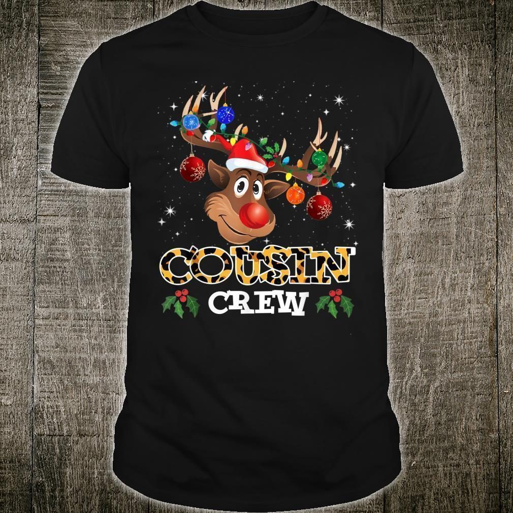 Christmas Cousin Crew Reindeer Matching Pajama Leopard Xmas Shirt