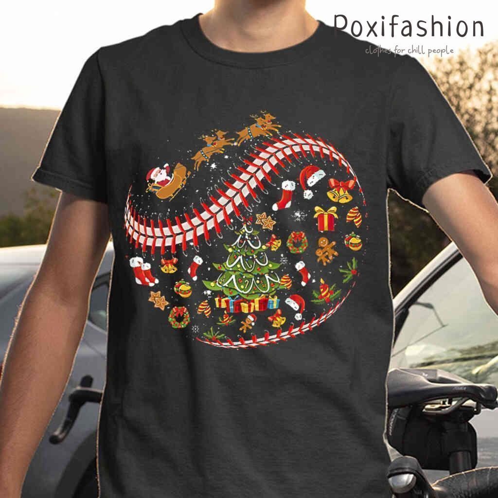 Christmas Baseball Gifts Tshirts Black