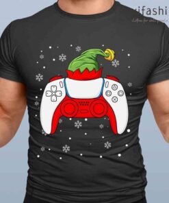 Christmas Elf Gamer Controller Ns Gaming Xmas Tshirts Black