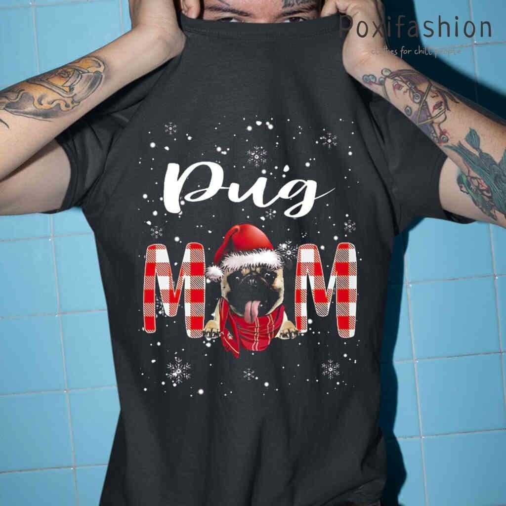 Fawn Pug Mom Christmas Tshirts Black