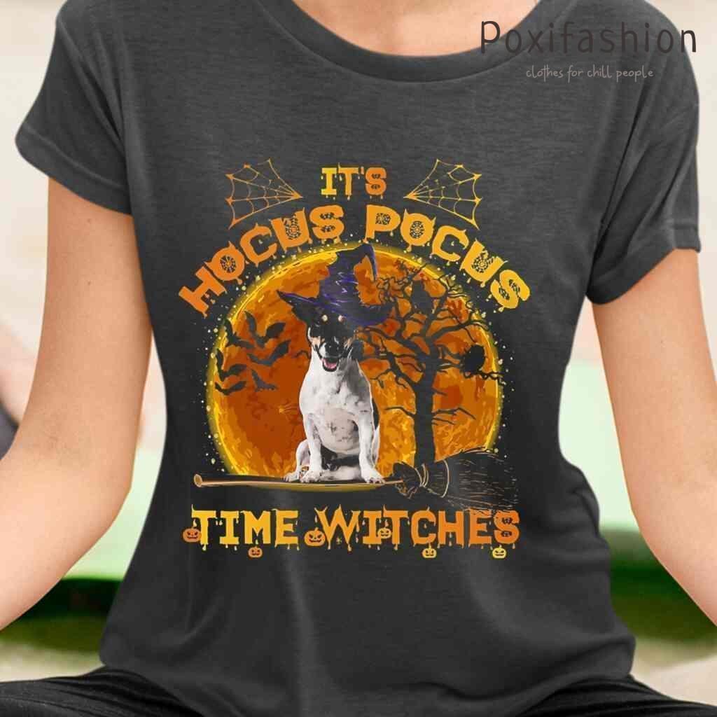 Jack Russell Terrier Its Hocus Pocus Time Witches Halloween Tshirts Black