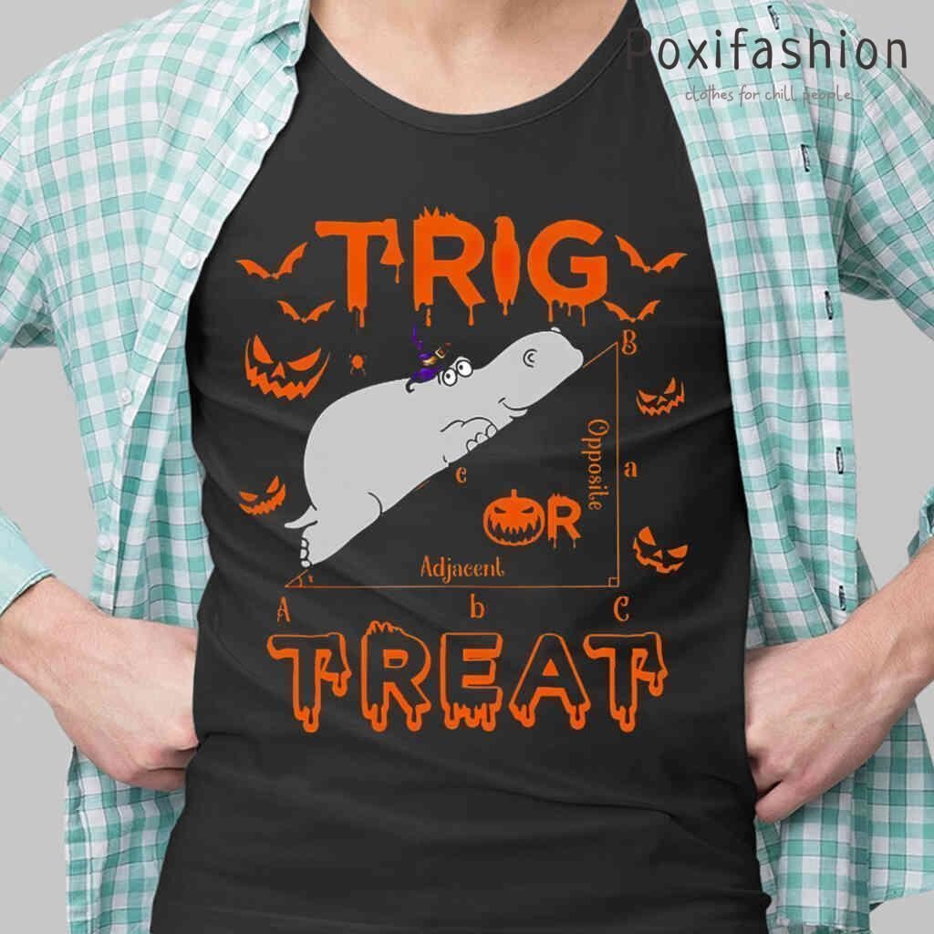 Math Hippo Trig Or Treat Halloween Tshirts Black