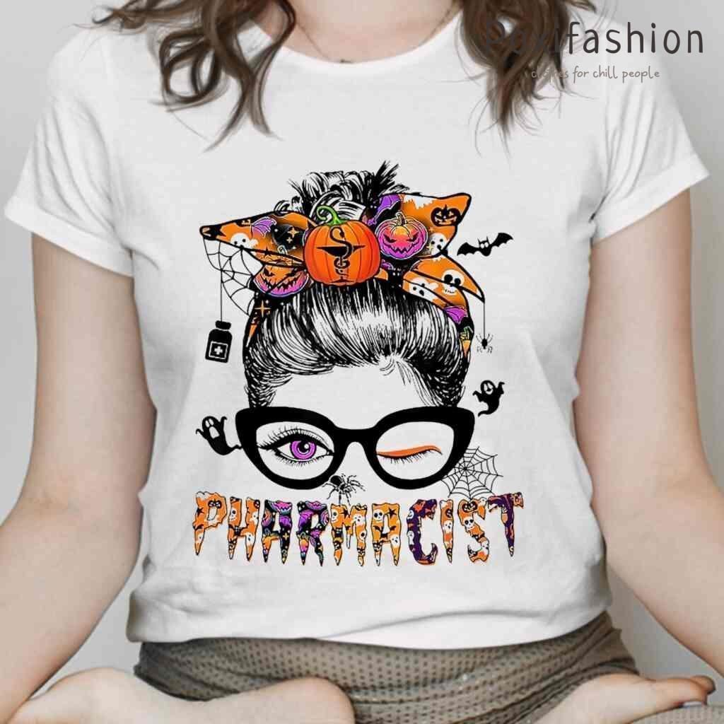 Phamarcist Eye Wink halloween Tshirts White
