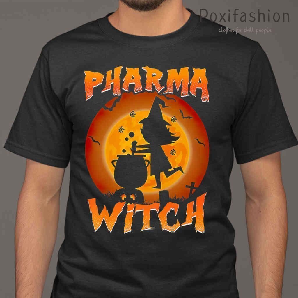 Pharma Witch Pharmacist Spooky Halloween Tshirts Black