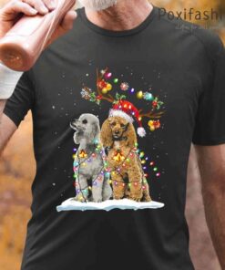 Poodle Led Christmas Lights Tshirts Black
