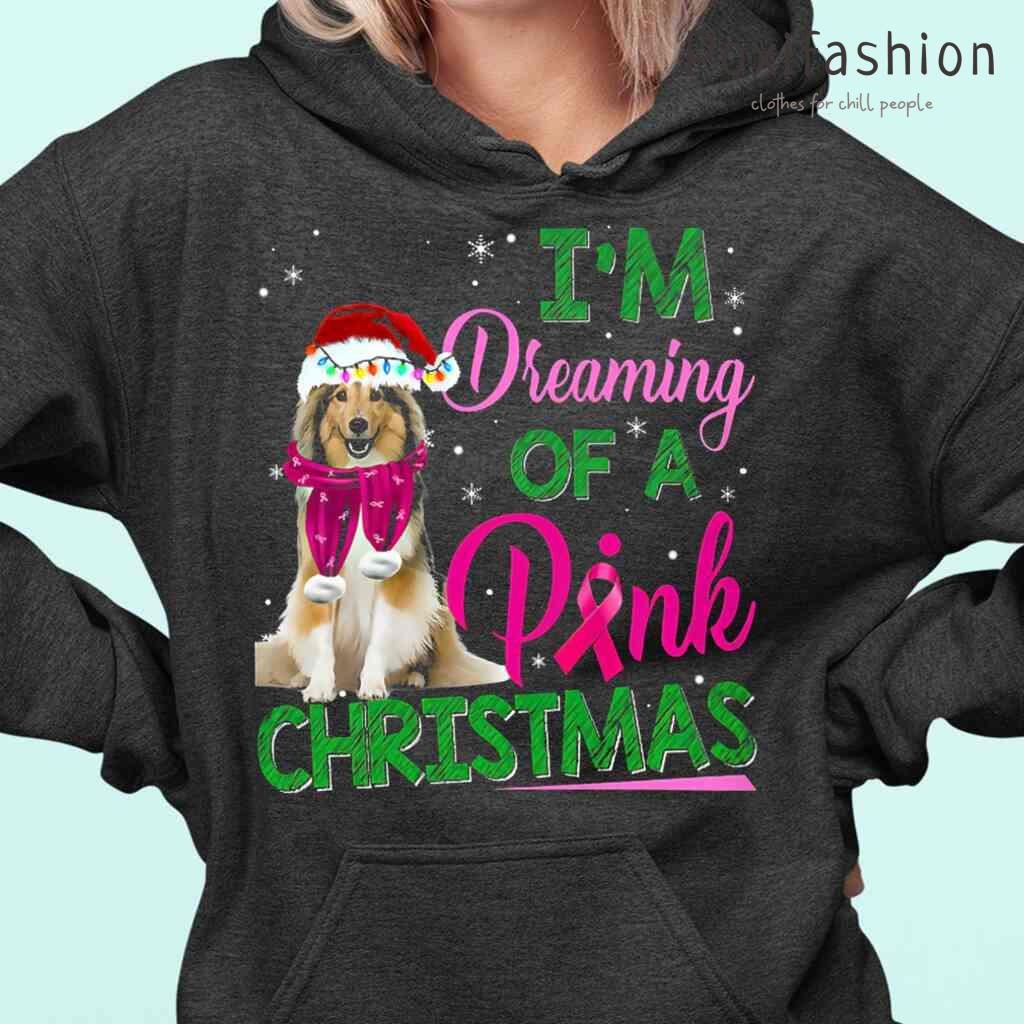 Shetland Sheepdog Im Dreaming Of A Pink Christmas Tshirts Black