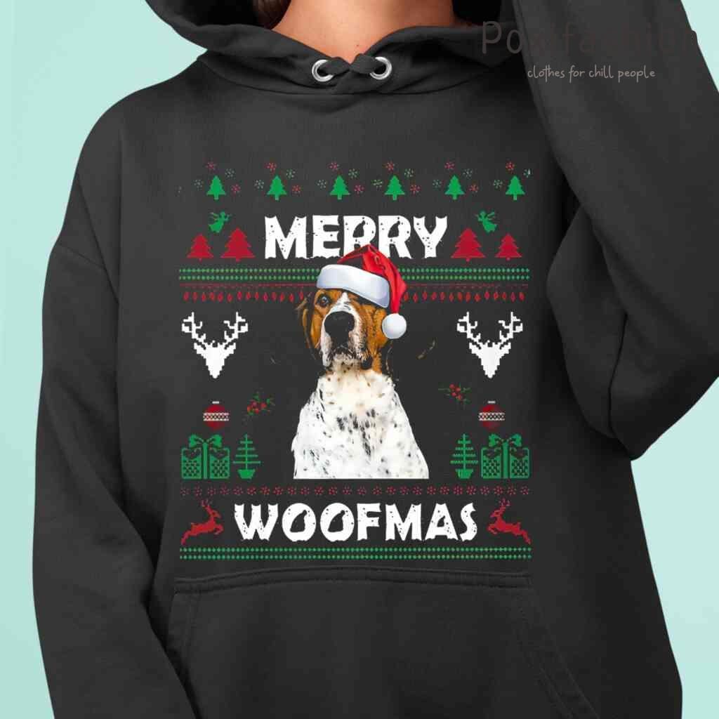 Treeing Walker Coonhound Merry Woofmas Ugly Christmas Tshirts Black