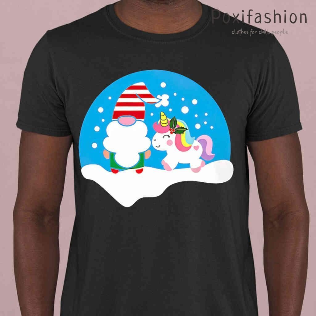 Unicorn Gnome Christmas Tshirts Black