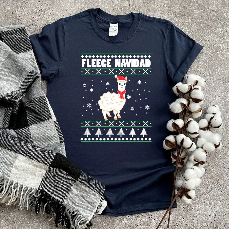 Fleec Navidad Llama Ugly Sweater T-Shirts