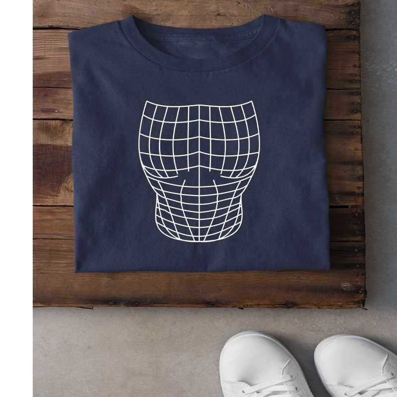 Magnified Chest Six Pack Optical Illusion Grid Shirts