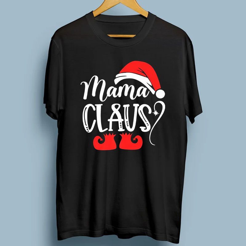 Mama Claus ELF Santa Hat And Boots Merry Christmas Holiday Premium Shirt